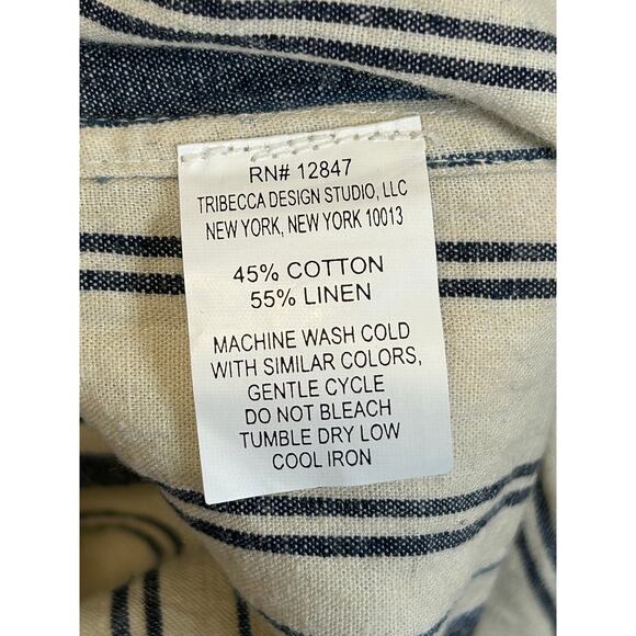 NILI LOTAN Tangier Galabia Dress New Moroccan Stripe 3 Print Linen blend Size M - Picture 9 of 13